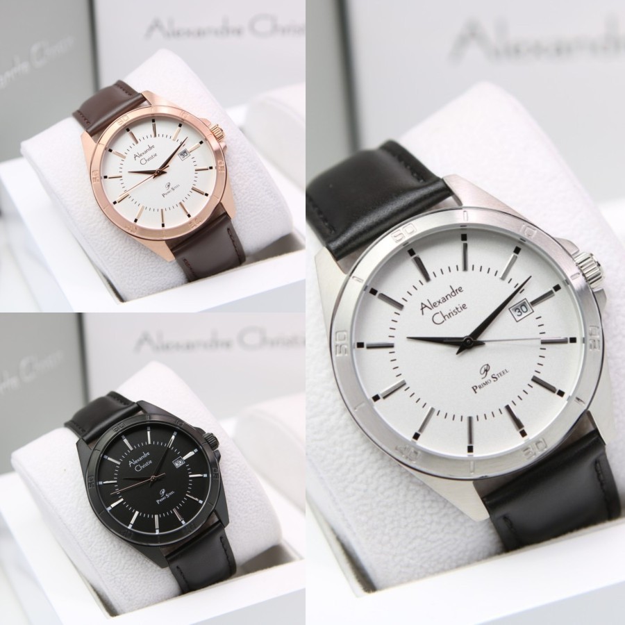 JAM TANGAN PRIA ALEXANDRE CHRISTIE AC 1011 AC1011 BLACK LEATHER TERBARU ORIGINAL