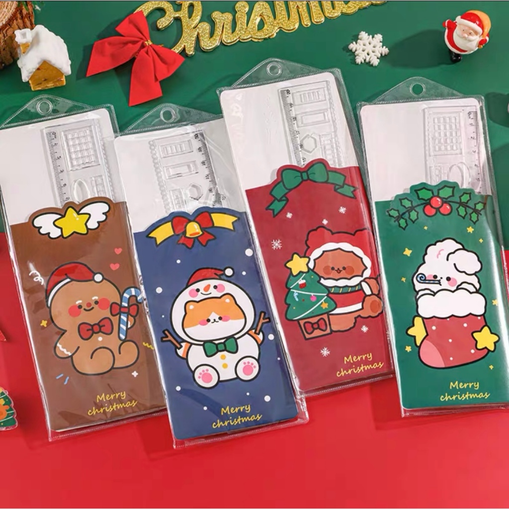 

Penggaris Plastik 4 in 1. Ruler stationery edisi natal