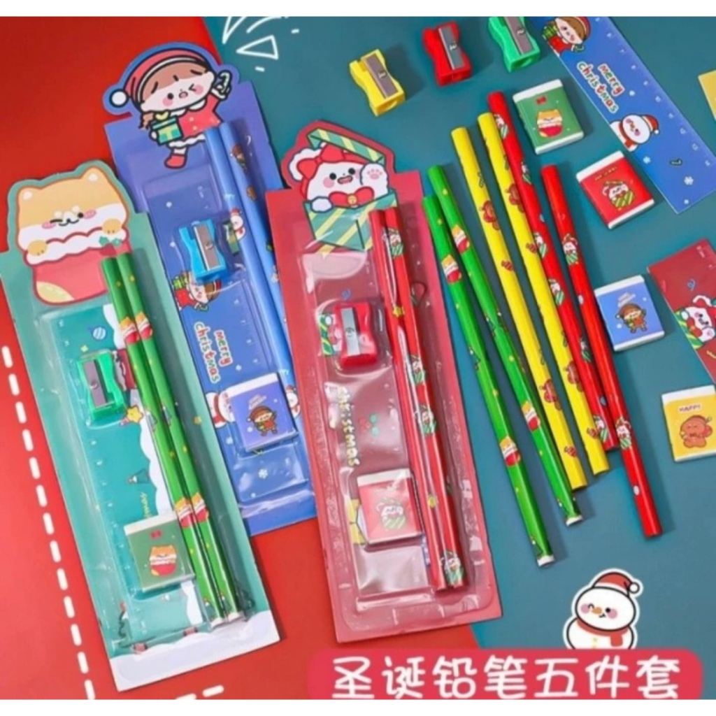

Alat tulis Set Corak Natal XMas stationery set (5 in 1)