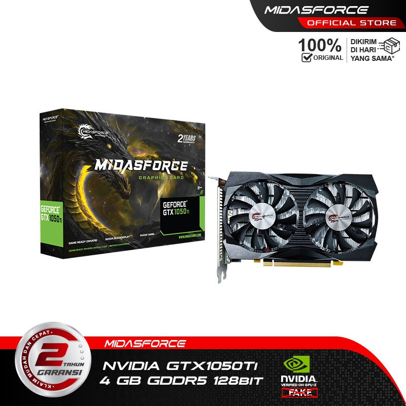 VGA Midasforce Nvidia GTX1050Ti GDDR5 128bit 4gb - Nvidia GTX 1050 Ti 128 bit
