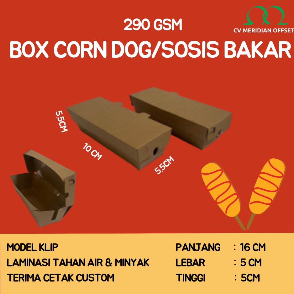 

dus box corndog hotdog sosis sate cemilan jajanan murah berkualitas
