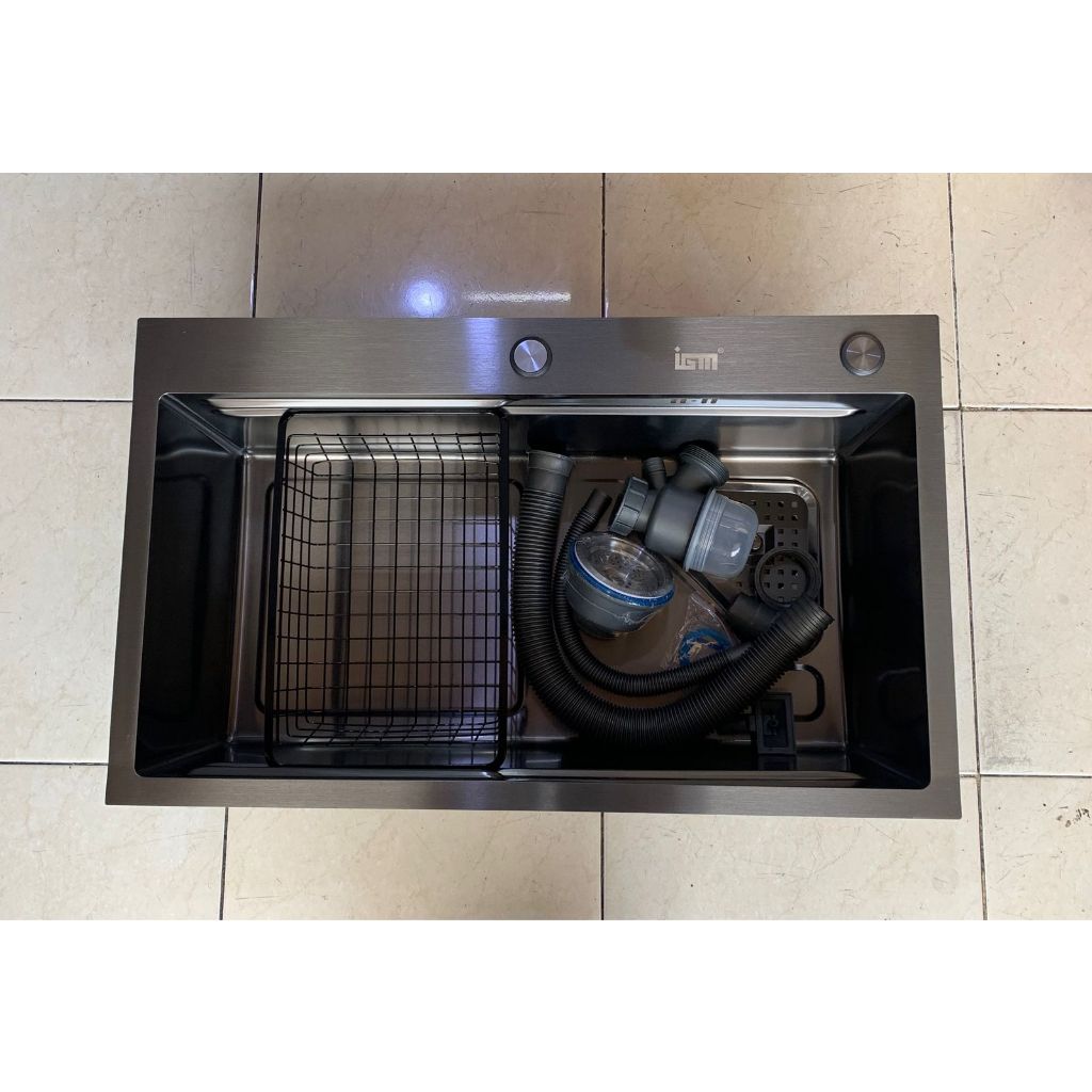 PAKET KITCHEN SINK BAK CUCI PIRING STAINLESS SUS 304 MINIMALIS IGM BOLZANO / BCP BOLZANO IGM BLACK