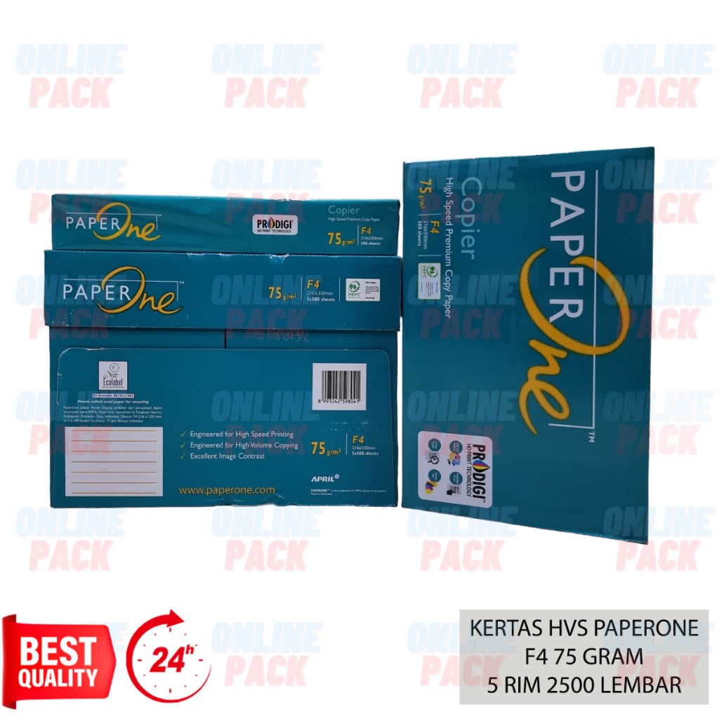 

KERTAS HVS PAPERONE PAPER ONE F4 75GR 75 GRAM GSM 75GSM 1 DUS BOX 5 RIM 2500 LEMBAR PRODIGI PREMIUM TRUE TONE PRINT FAX COPIER INKJET LASER