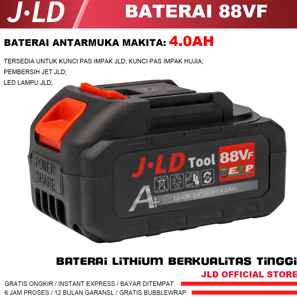 [KODE. X86S] JLD bor baterai 88VF  - 4.0Ah BATERAI MESIN BOR BY JLD - BATERAI CORDLESS Kompatibel dengan produk JLD Baterai antarmuka Makita