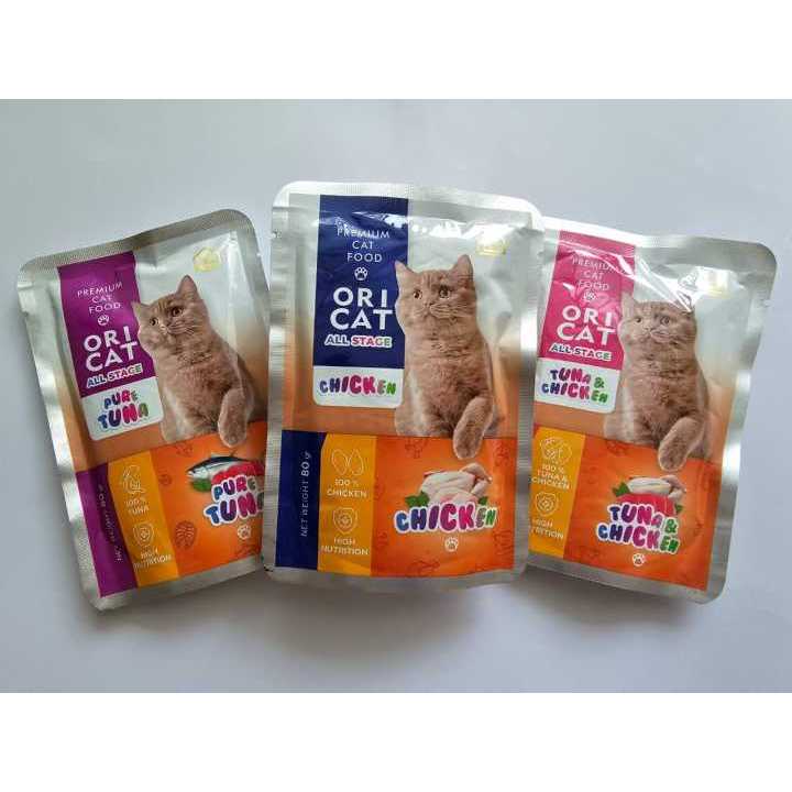 oricat ORI CAT POUCH saset sachet 80Gr cat food makanan basah kucing Sachet saset ECER wet cat food satuan murah