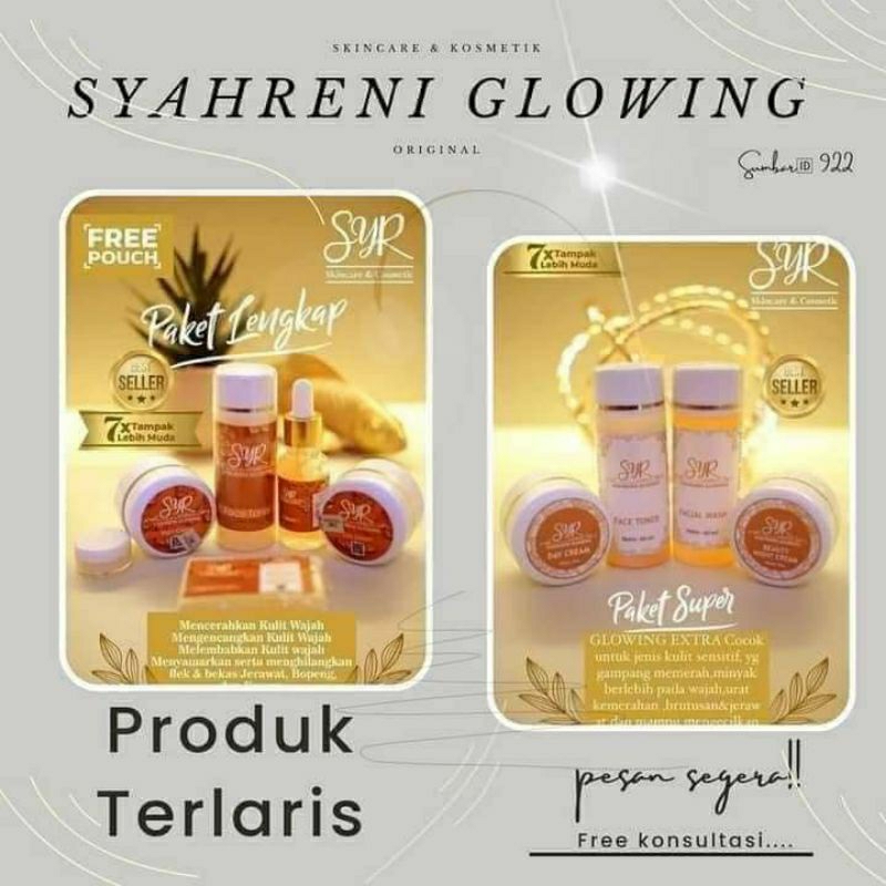 (COD) BPOM Skincare SYR Glowing Paket Super / paket Lengkap / Viral 3in1 / Premium Syahraeni glowing