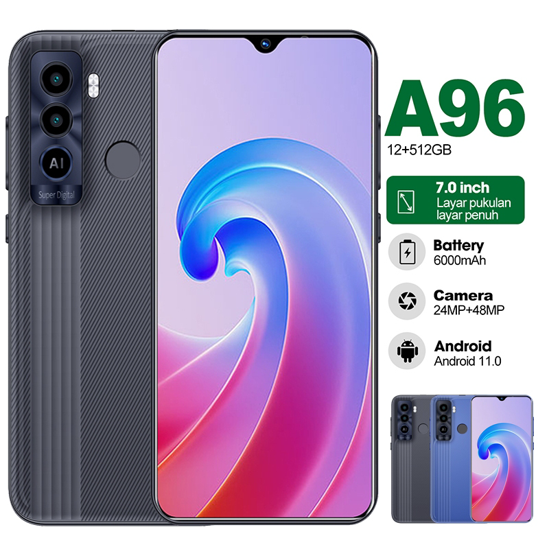 Stock Banyak¿Hp A96 Layar 7.0inci ram 12 256GB Smartphone android terbaru 2023 hp murah cuci gudang 