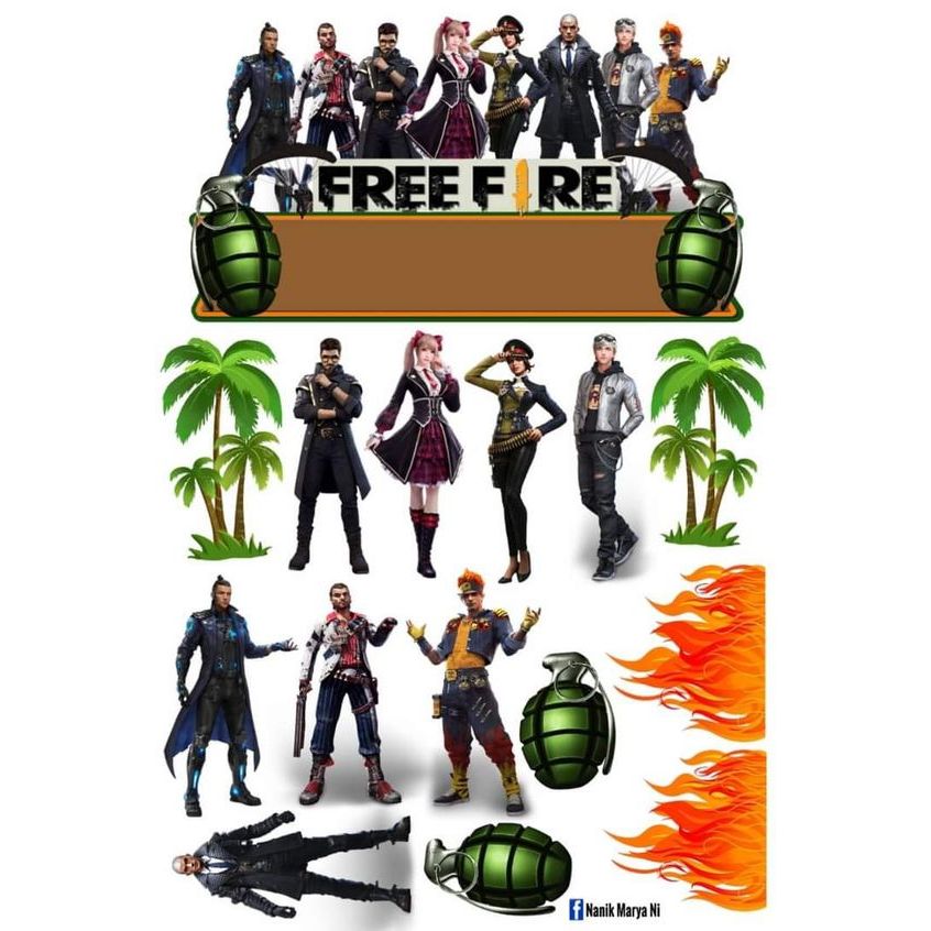 Free Fire Topper Cake Happy Birthday Bisa Request Nama dan umur/Topper Free Fire Hiasan kue /Topper 