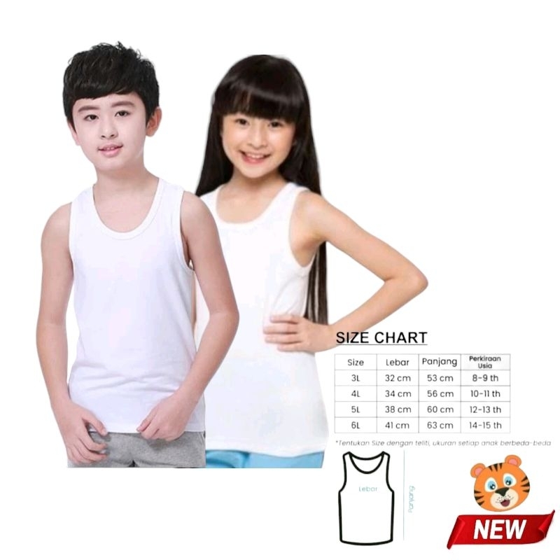 3pcs Singlet anak remaja junior 8-15 tahun kaos singlet anak baju singlet anak remaja