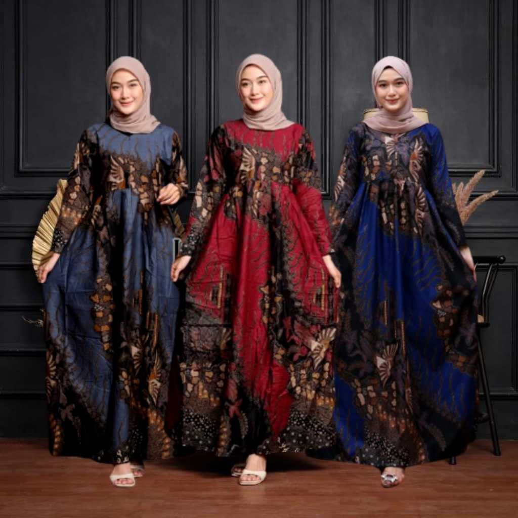 MS GAMIS BATIK SRIWEDARI MODERN MOTIF MANUK TARUNG MAXI BUMIL/BUSUI KATUN SOGAN ALLSIZE & JUMBO