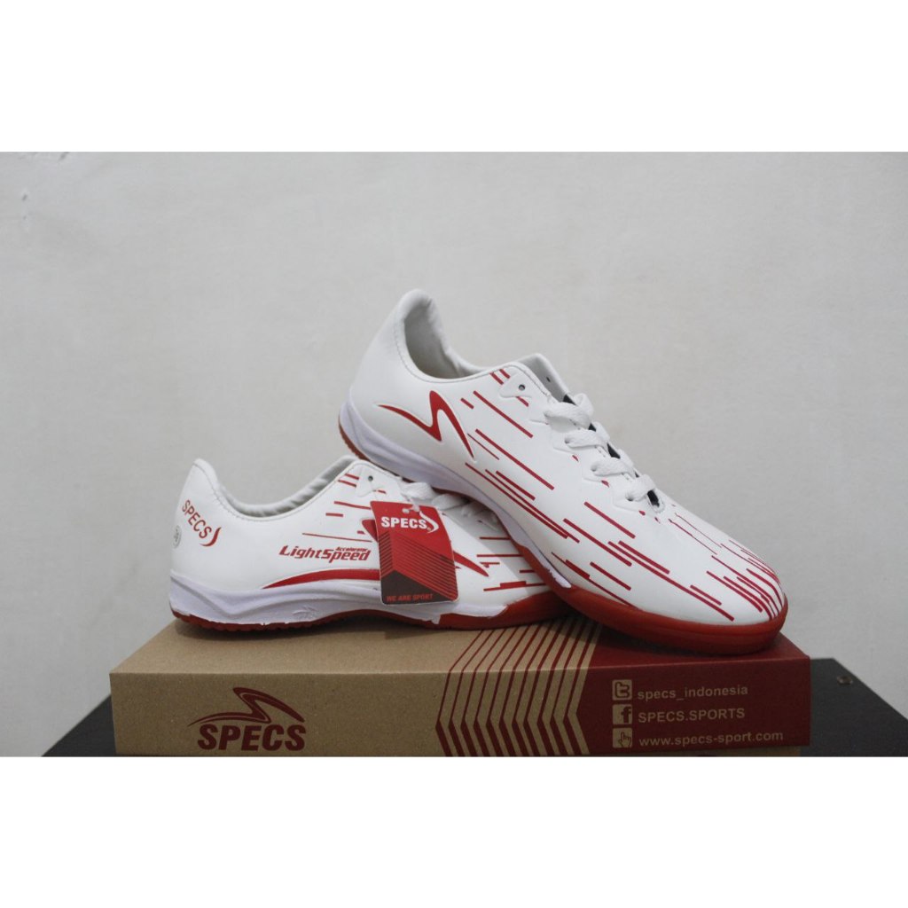 Sepatu Futsal Specs Lightspeed Reborn IN white-red
