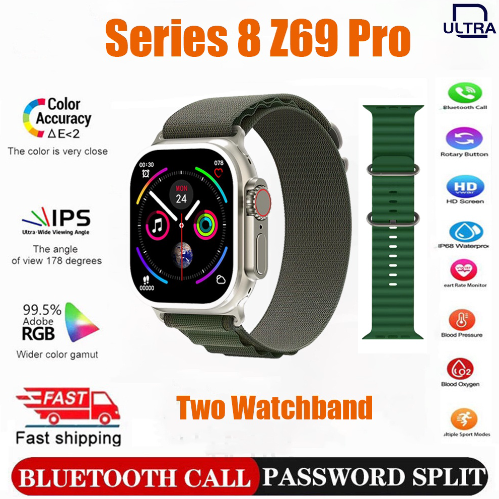 Baru✄Series 8 Z69 Ultra 1:1 GPS 49MM smart watch men's IP67 water proof, dustproof, water proof  ful