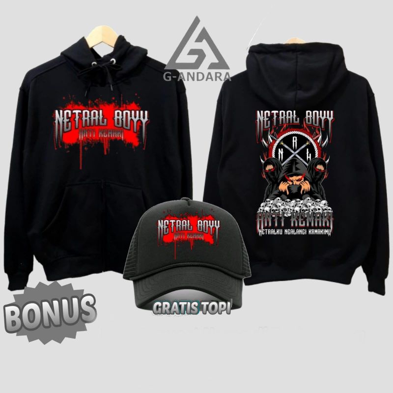 HOODIE JUMPER NETRAL BOYY ANTI KEMAKI NETRALKU NGALANGI KEMAKIMU SABLON FULL DEPAN BELAKANG