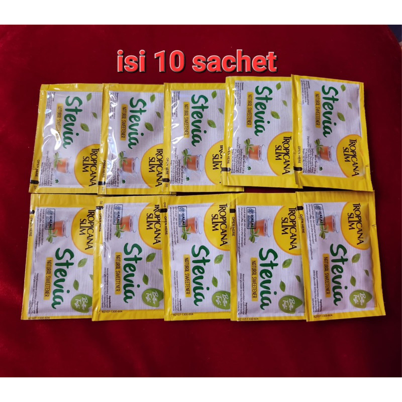 

Tropicana slim Stevia isi 10 sachet(exp gmbr ke2)