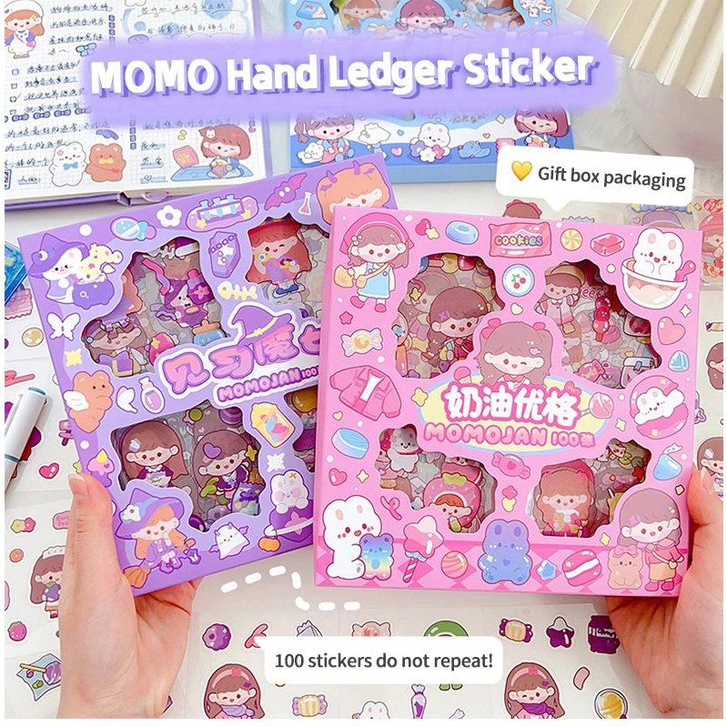 

Original Stiker Momo Isi 100 Box Gift Exclusive Water Resist Sticker Kartun Korea Viral DIY