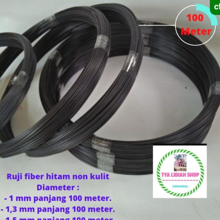 ➘✣✰ 1 Rol Jeruji fiber 1mm 1,3mn 1,5 mm  panjang 100 meter warna hitam non kulit Ruji fiber kandang 