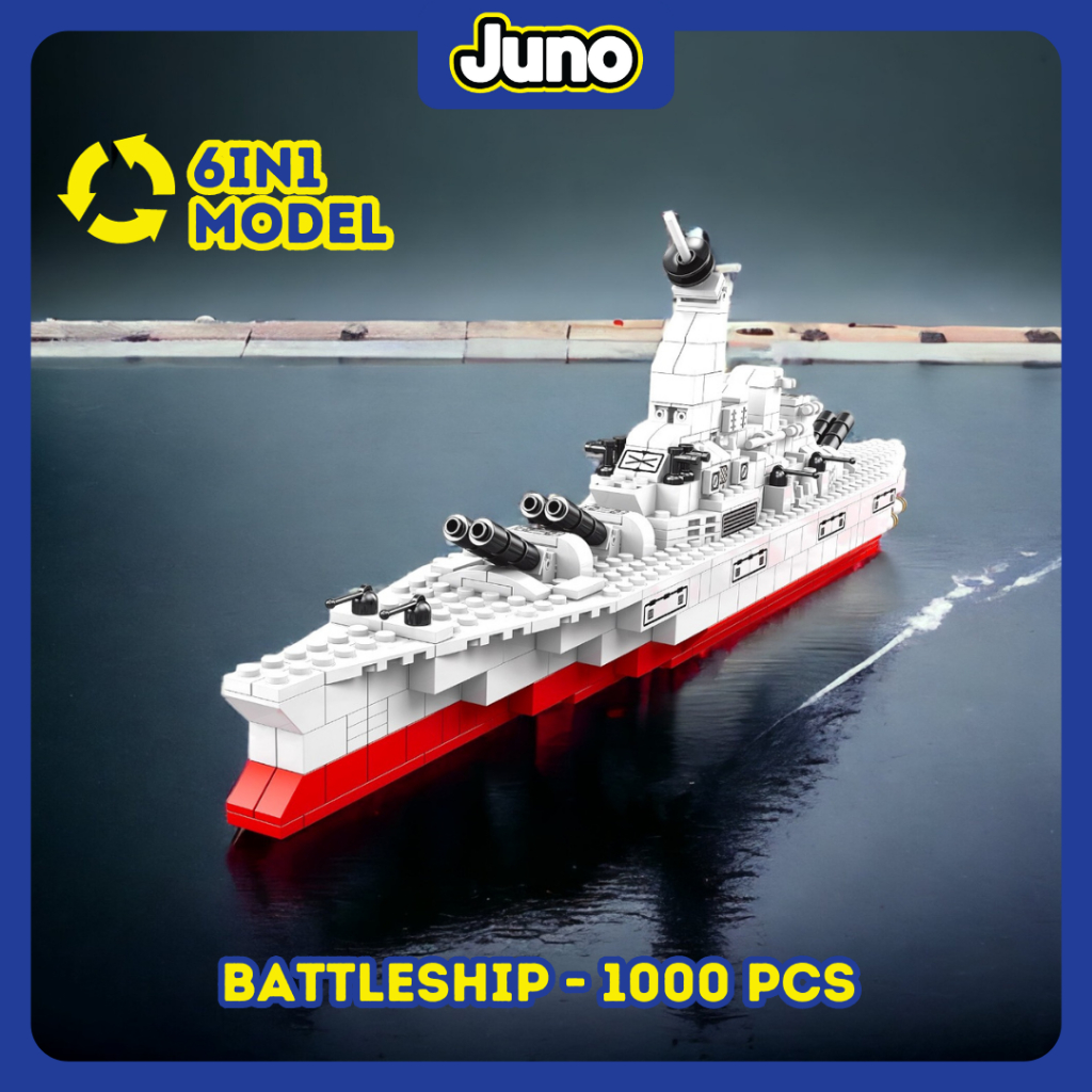 JUNO Mainan Block Bricks Battleship Kapal Perang (1000pcs) 3D Puzzle Mainan Balok Susun DIY