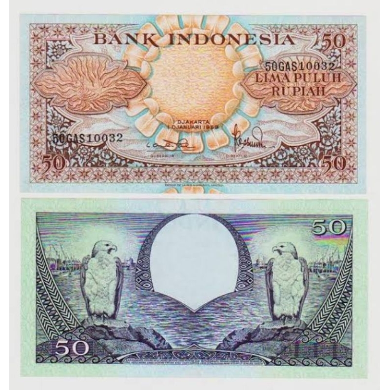 Uang Kuno 50 Rupiah 1959 Seri Bunga UNC