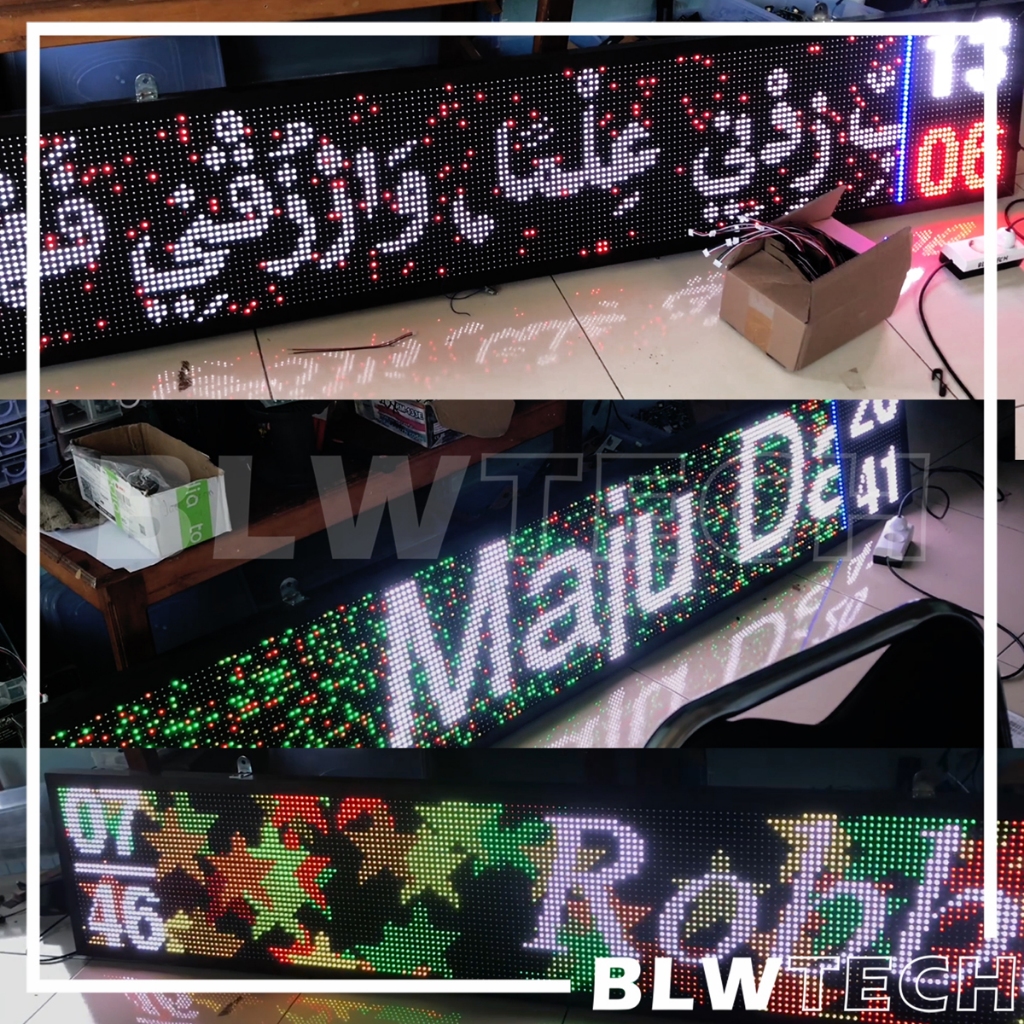 Tulisan Berjalan Running Text Custom Arab Jam Digital Full Color 197x37 cm