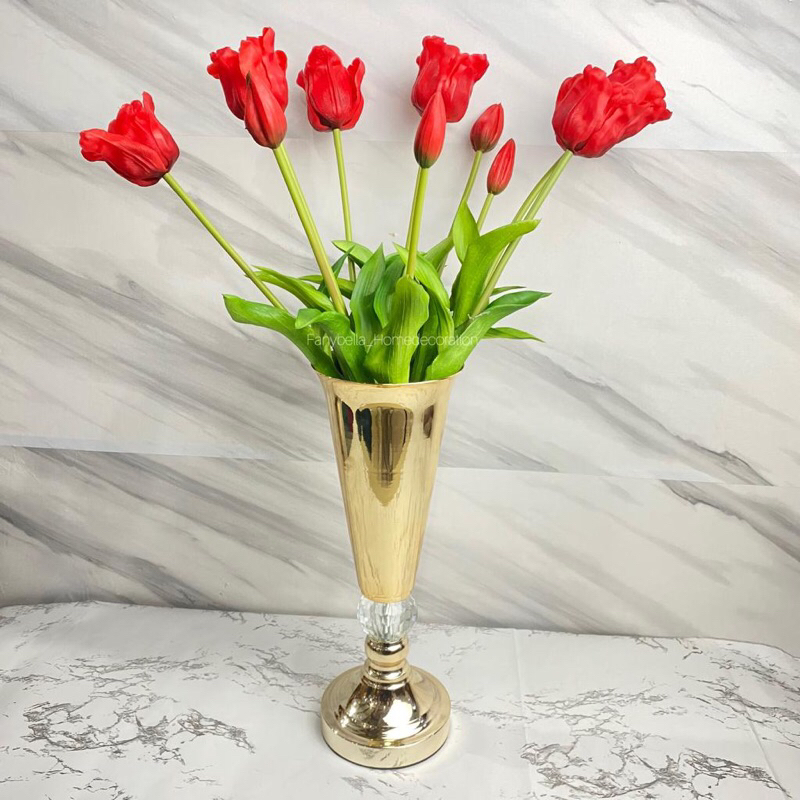 Vas Bunga Aluminium Trumpet Klasik Dekorasi Pernikahan