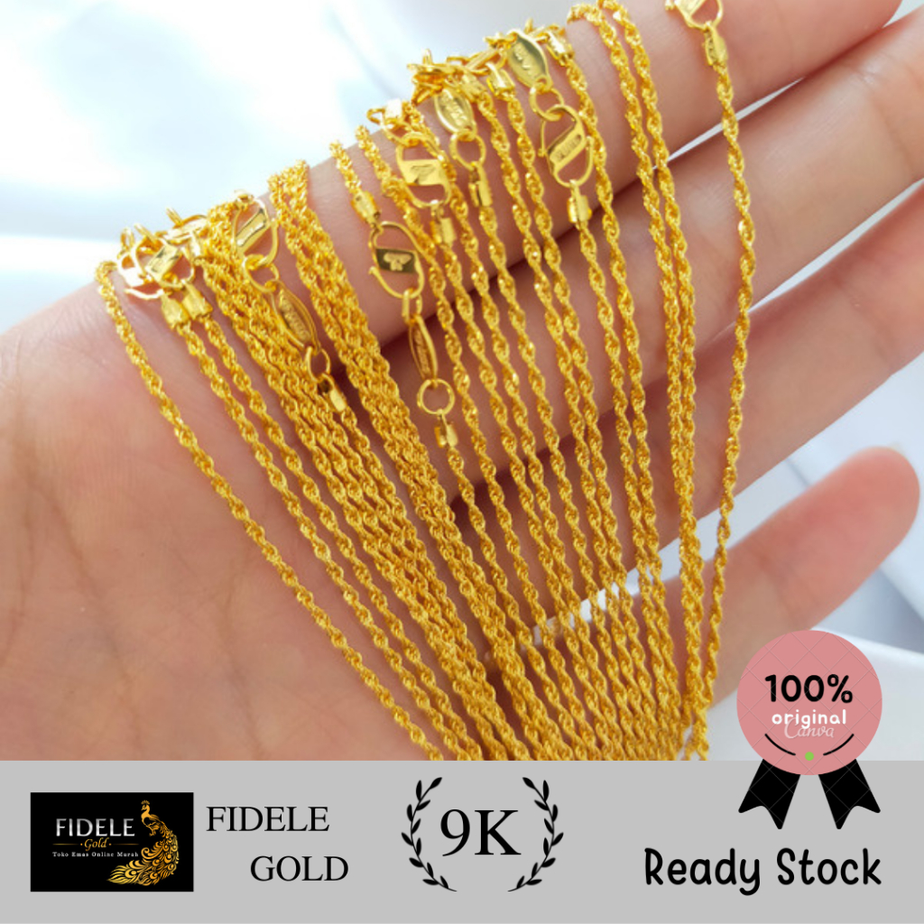 Kalung Korea Style Kalung Emas Asli Kuning Berkilau Kalung Cantik Korea