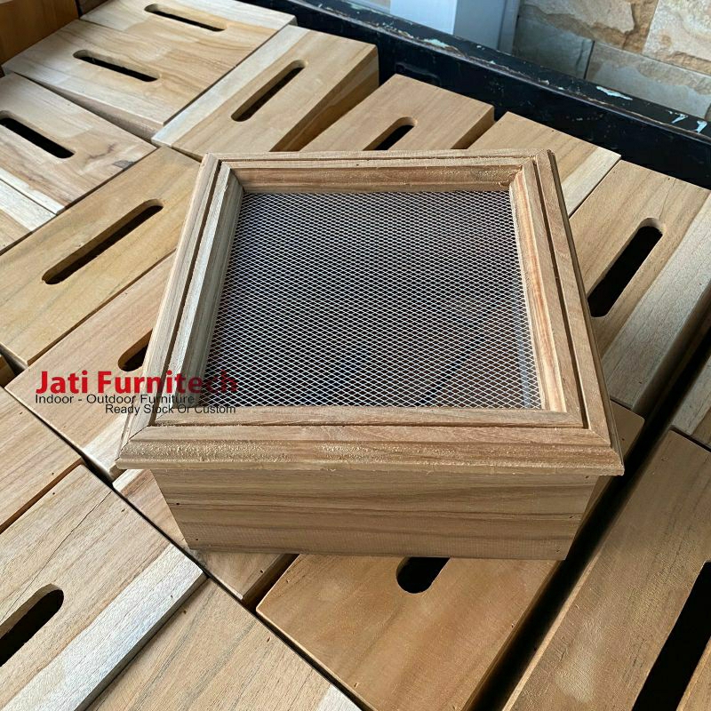 loster kayu jati kawat nyamuk almunium - ukuran 20x20