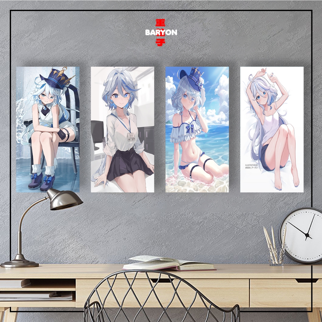 BARYON GENSHIN IMPACT FURINA CASUAL Wall Decor  Hiasan Kamar Pajangan Poster Kayu Anime 10 X 20 CM
