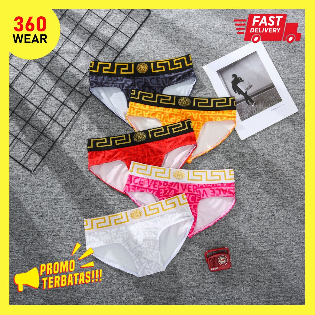 Celana Dalam Cowok Sempak Pria Men's Underwear Brief Satin Silk Segitiga Waistband Gold Mewah Kain V