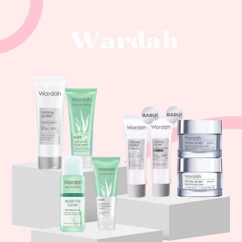 (COD) WARDAH WHITE CRYSTAL SECRET SERIES/ DAY NIGHT CREAM BRIGHTENING/ FACE WASH/ MOISTURIZER ALOEVE