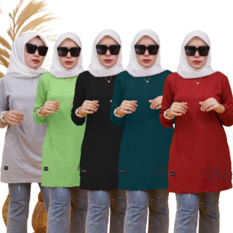 Six Diary Kaos Tunik Polos Lengan Kerut Atasan Wanita Casual Premium