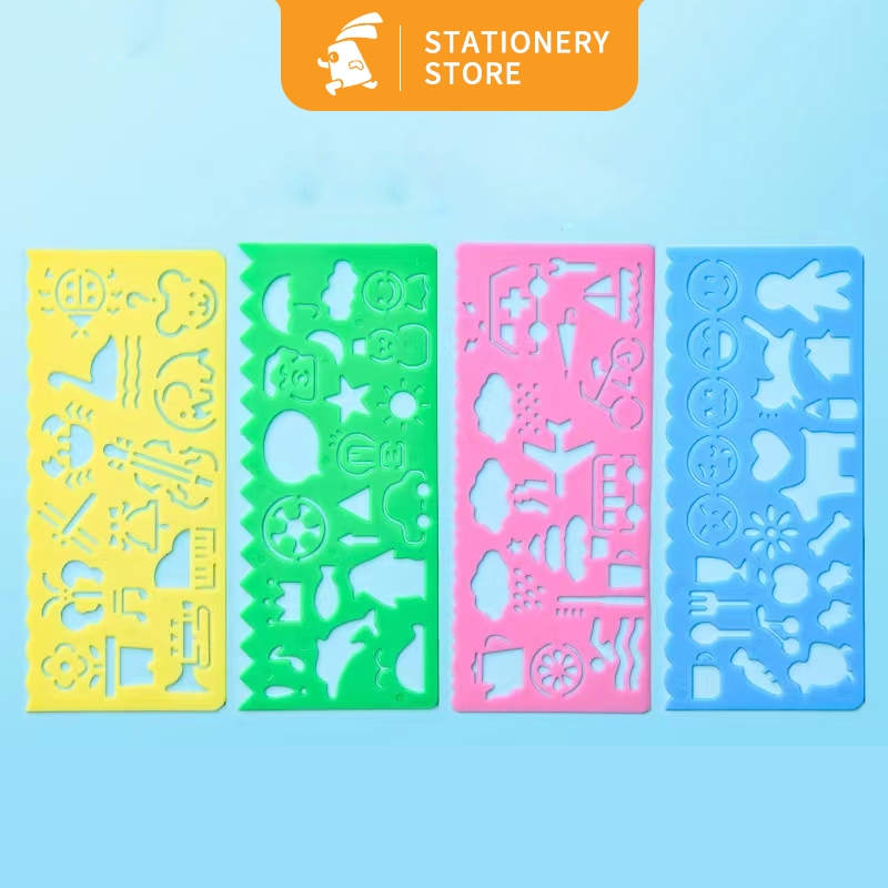 

Belajar Menggambar Penggaris Pola untuk Anak/Penggaris Plastik untuk Menggambar Bentuk Pola Alat Tulis-Rabbit Stationery