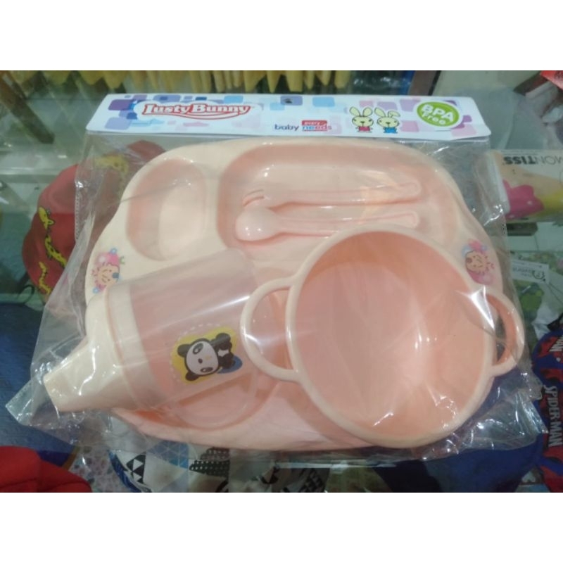 Lusty Bunny Feeding Set mangkok botol minum spout sendok garpu