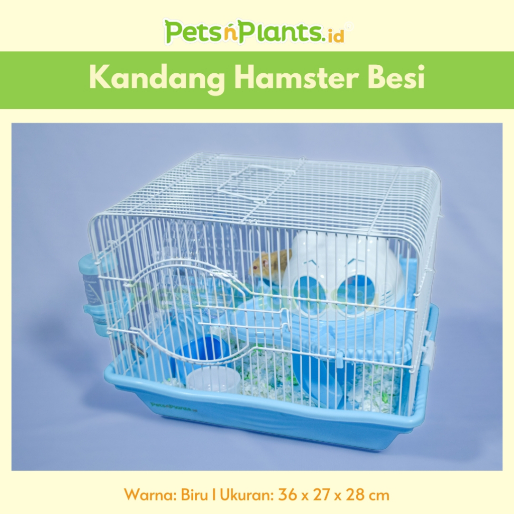 Kandang Hamster Besi PetsNPlants.id Biru 36x27x28cm