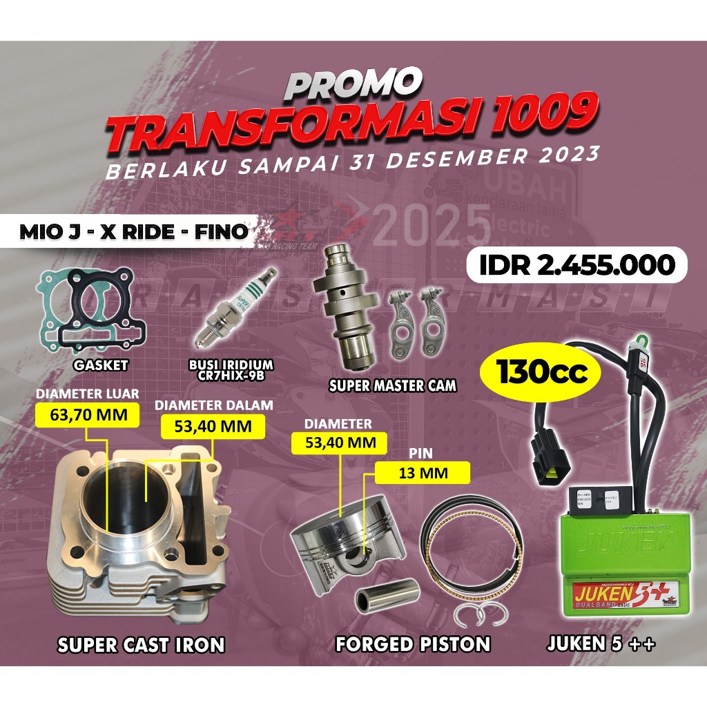 PAKET BORE UP MIO J | X-RIDE | FINO | 130 CC BRT