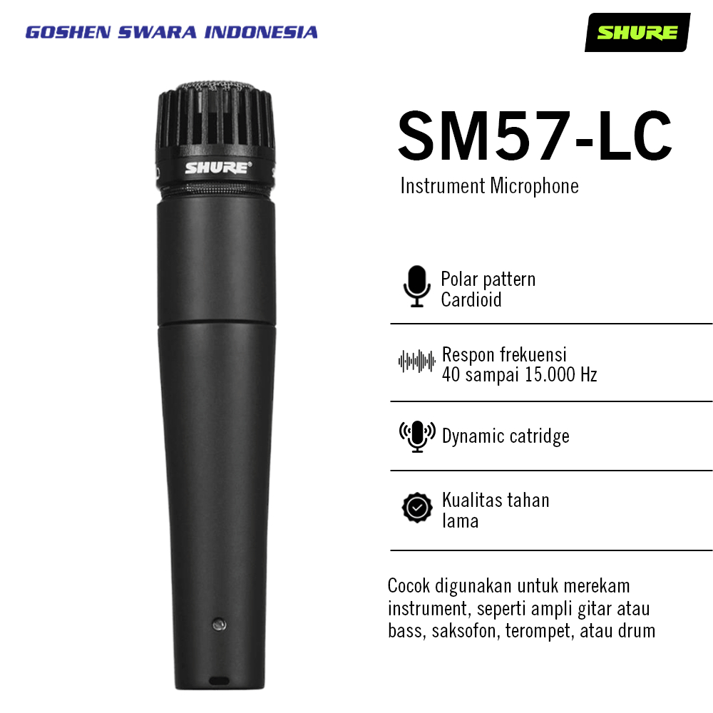 SHURE SM57-LC-X Mikrofon Instrument Gitar, Bass, Drum.
