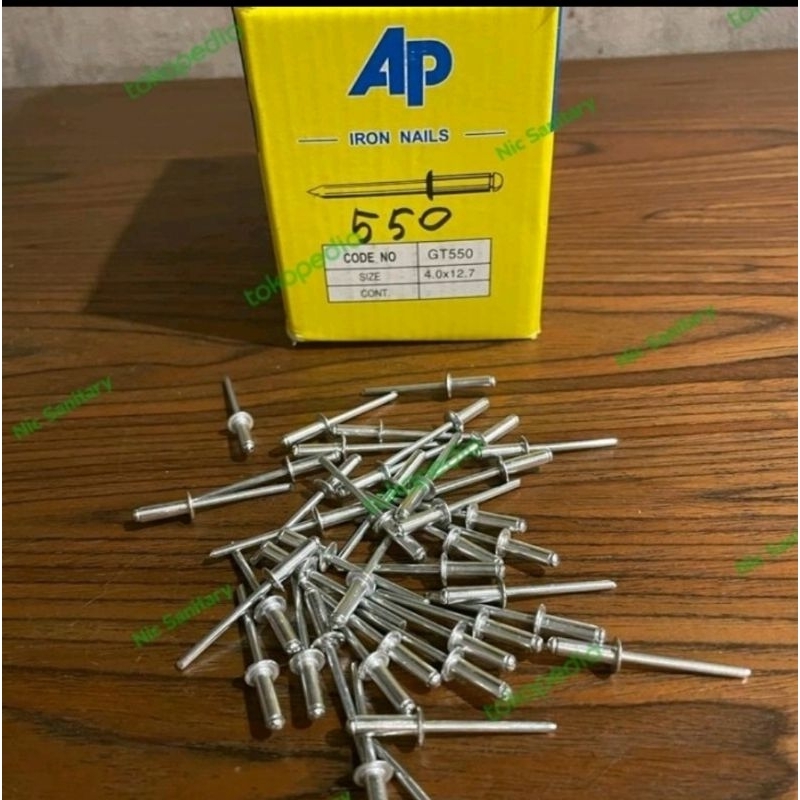 paku rivet 550 paku rivet 4 MM x 12,7 MM paku ripet 550 ( 1 kotak )