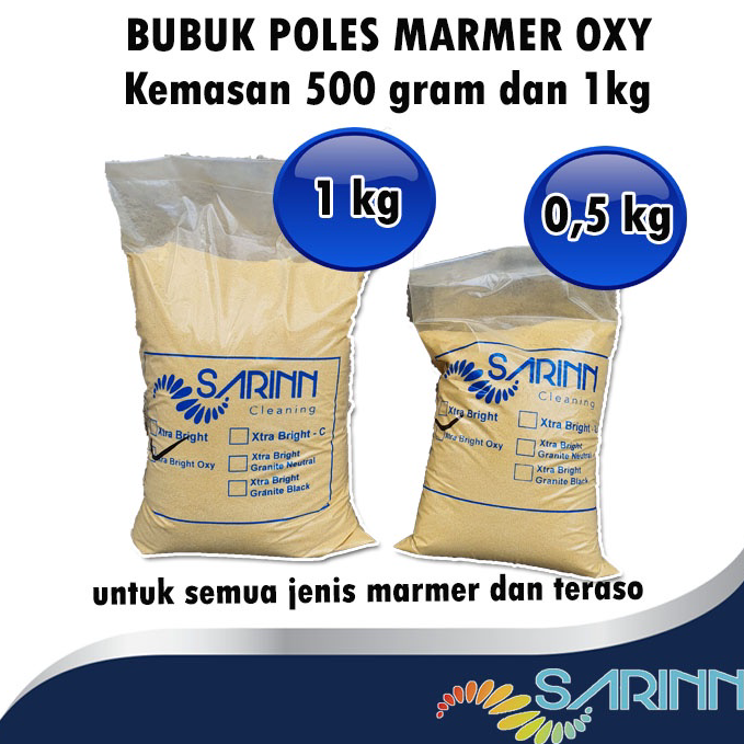 [KODE. J77X] Obat bubuk poles kristalisasi marmer teraso Xtra Bright Oxy kemasan 0,5kg dan 1kg Marbl