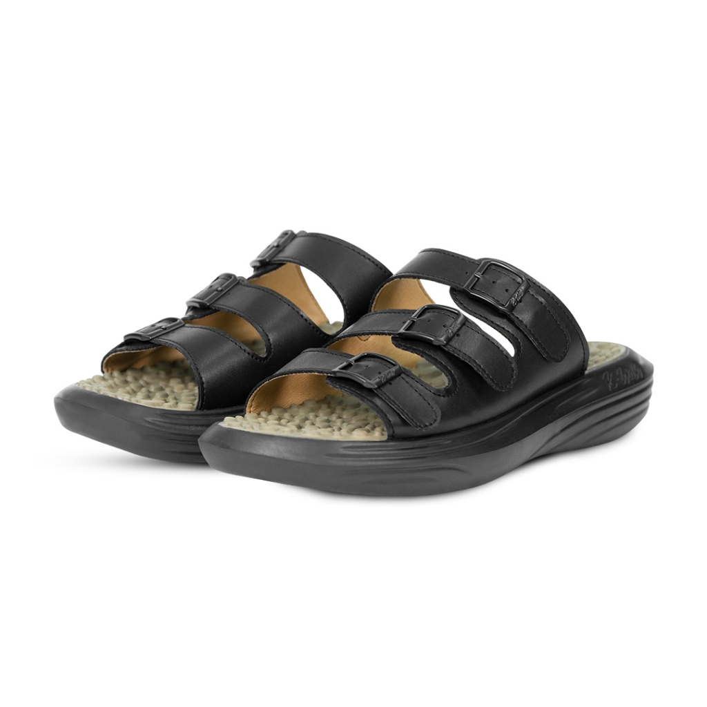 [SPECIAL EDITION] Jaco Kozuii Kwalk Energy New Colourful Series Sandal Terapi Kesehatan Refleksi K-Walk-Tristrap Black