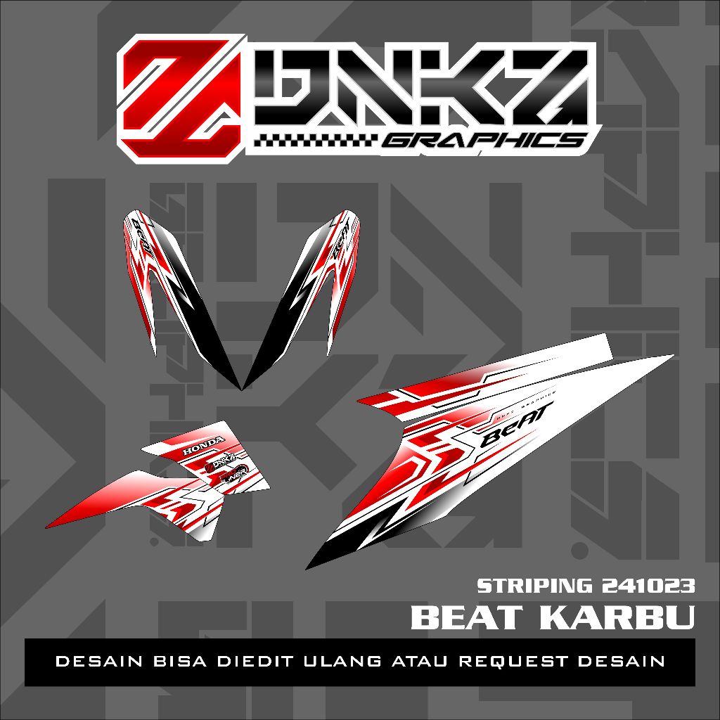 Stiker Beat Karbu Decal Striping Beat Karbu Premium Racing N241023 White DNKZ