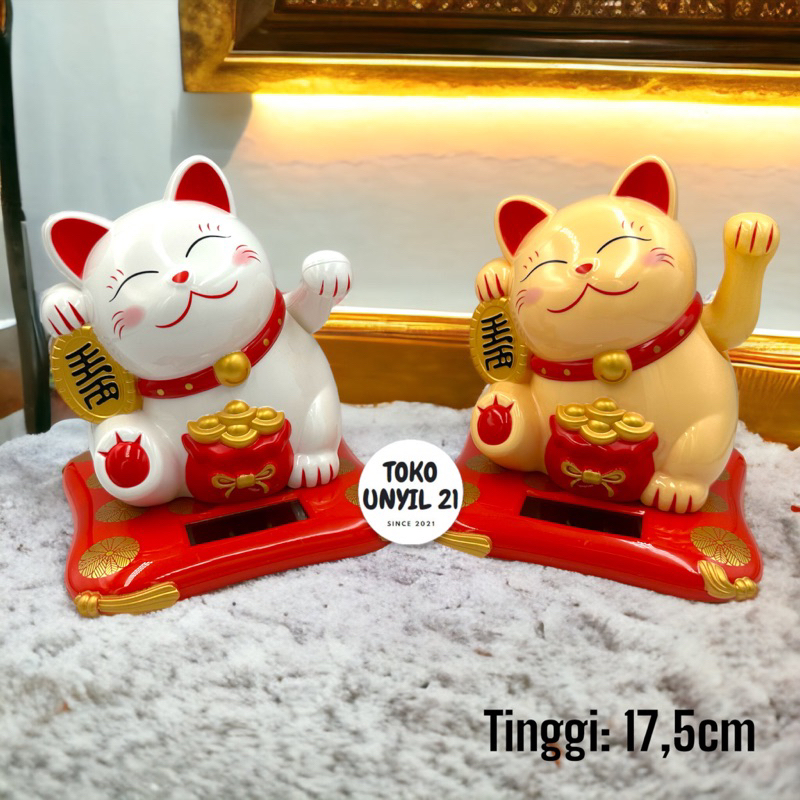 

23bagusmenshop - Patung Kucing Hoki Lucky Cat Jumbo 17.5cm Maneki Neko Rejeki Dekorasi Meja