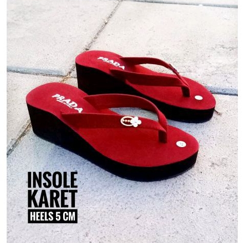 SANDAL WEDGES WANITA BELUDRU - SANDAL JEPIT WANITA - SANDAL WEDGES JEPIT ( PRADA BROS BUNGA)