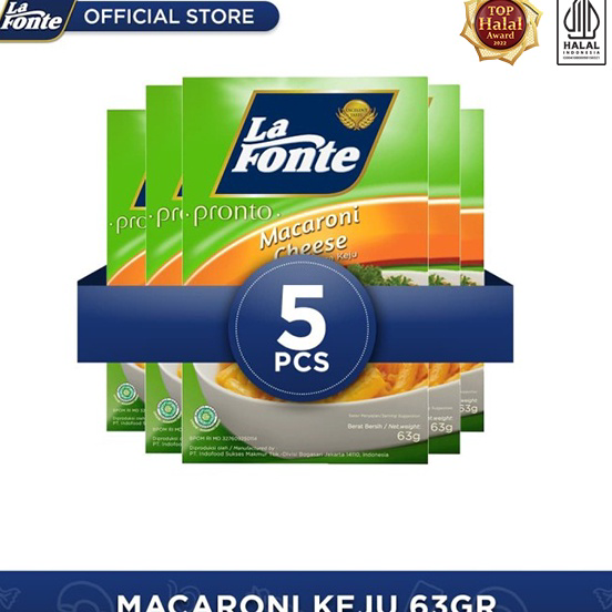 

PDGS0860 【Penjualan Terbaik】COD La Fonte Macaroni Keju 63gr - 5 Pcs