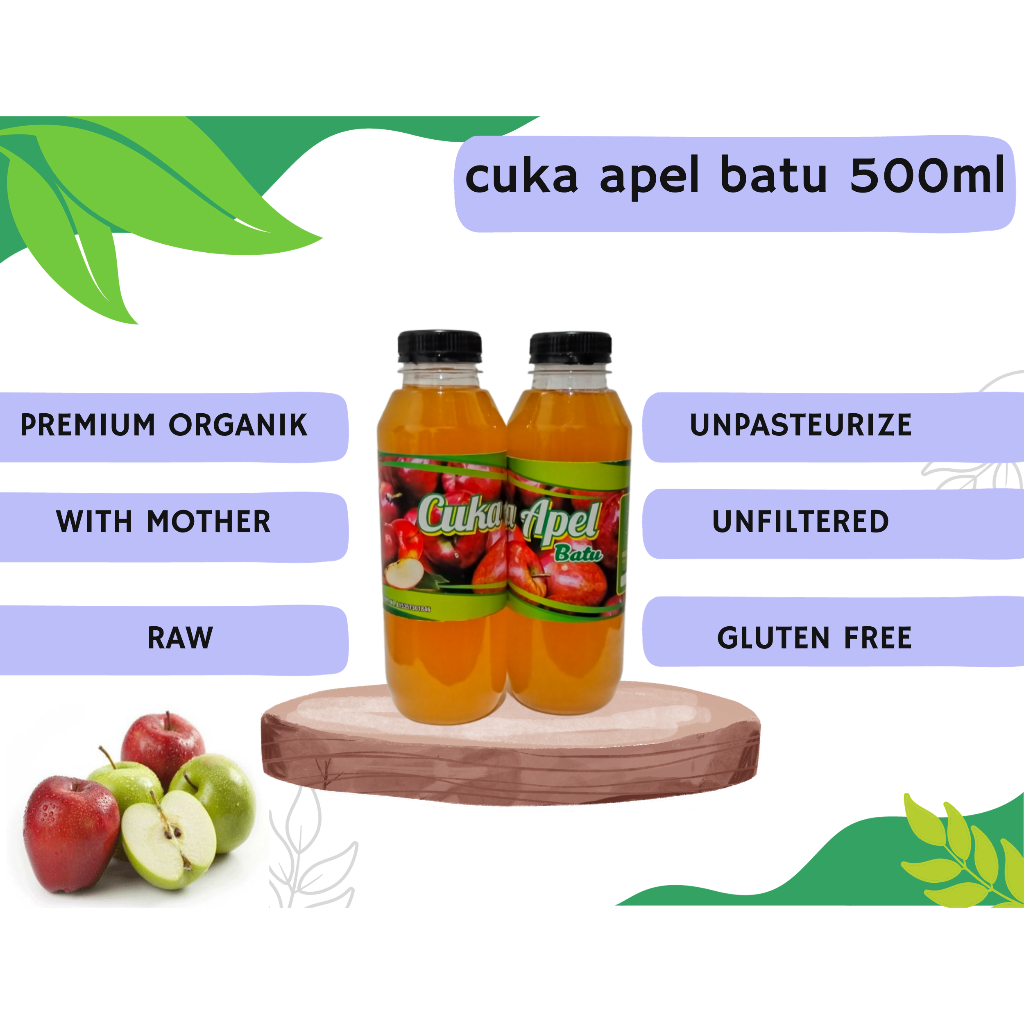 

Cuka Apel Batu Organik 500ml /Apple Cider Vinegar With Mother