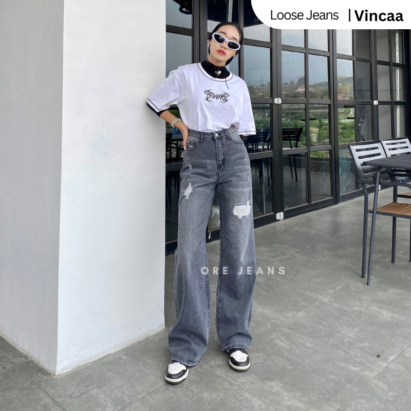 ORE -  HW Vinca Kulot Loose Jeans Ripped