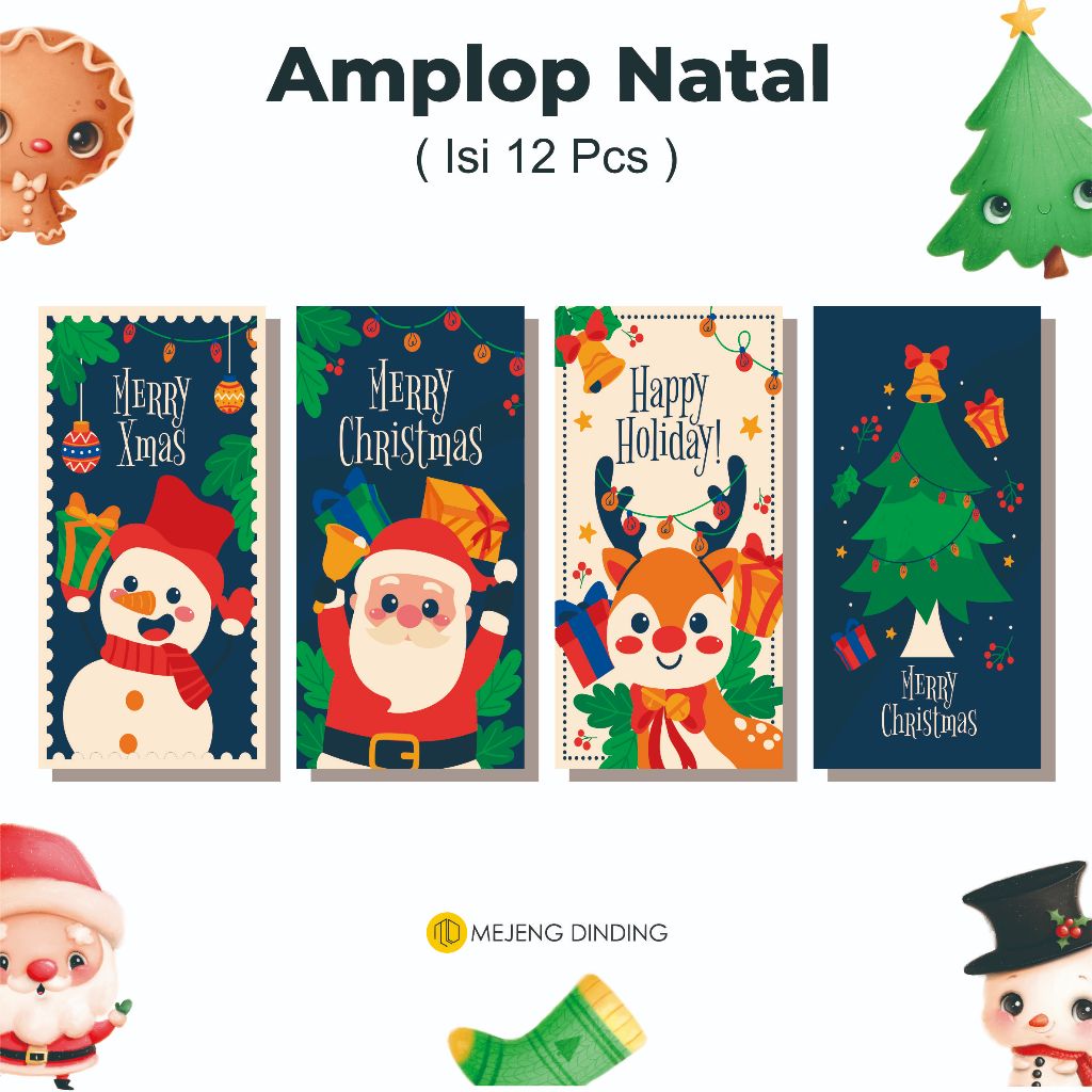 

(ISI 12 PCS) Amplop Natal / Amplop Natal Aesthetic / Angpao Natal / Ampau Natal / Merry Christmas / Amplop Natal Lembaran / Christmas Xmas Santa Claus Sinterklas / Angpao Natal Angpau Merry Christmas Hongbao Amplop Natal Ukuran Panjang / AMPLOP LUCU 2