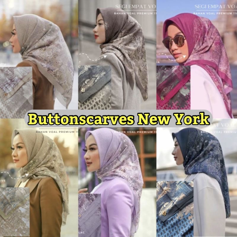 Hijab Segi empat Voal Jilbab Murah Kerudung Motif Buttonscarves