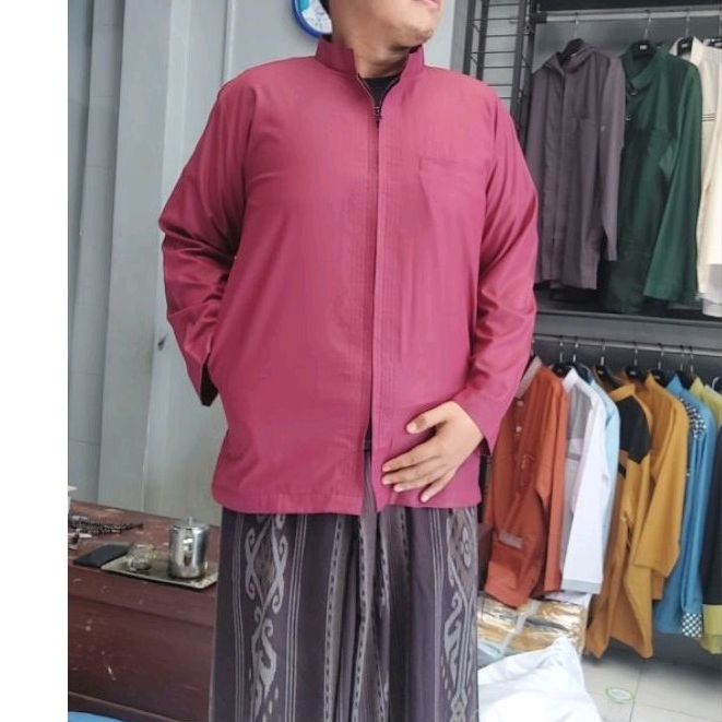 Baju koko jaket | Baju koko Resleting full model jaket polos Alfa reyhan