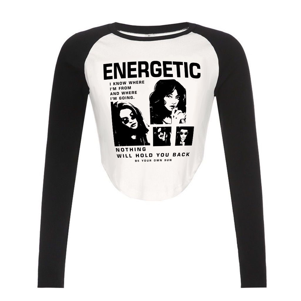 Stiego Energetic crop top raglan lengan panjang/kaos lengan panjang wanita kekinian/Cropped Top/korean top