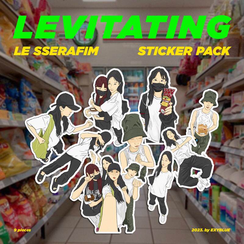 

LE SSERAFIM LEVITAING Sticker Pack Kpop Sakura Chaewon Yunjin Kazuha Eunchae