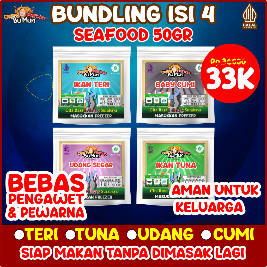 

bundling isi 4 sefood oseng mercon bu mun 50gr